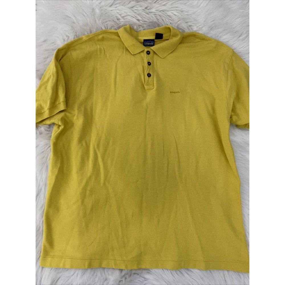 Patagonia organic cotton yellow collard shirt size XL guc